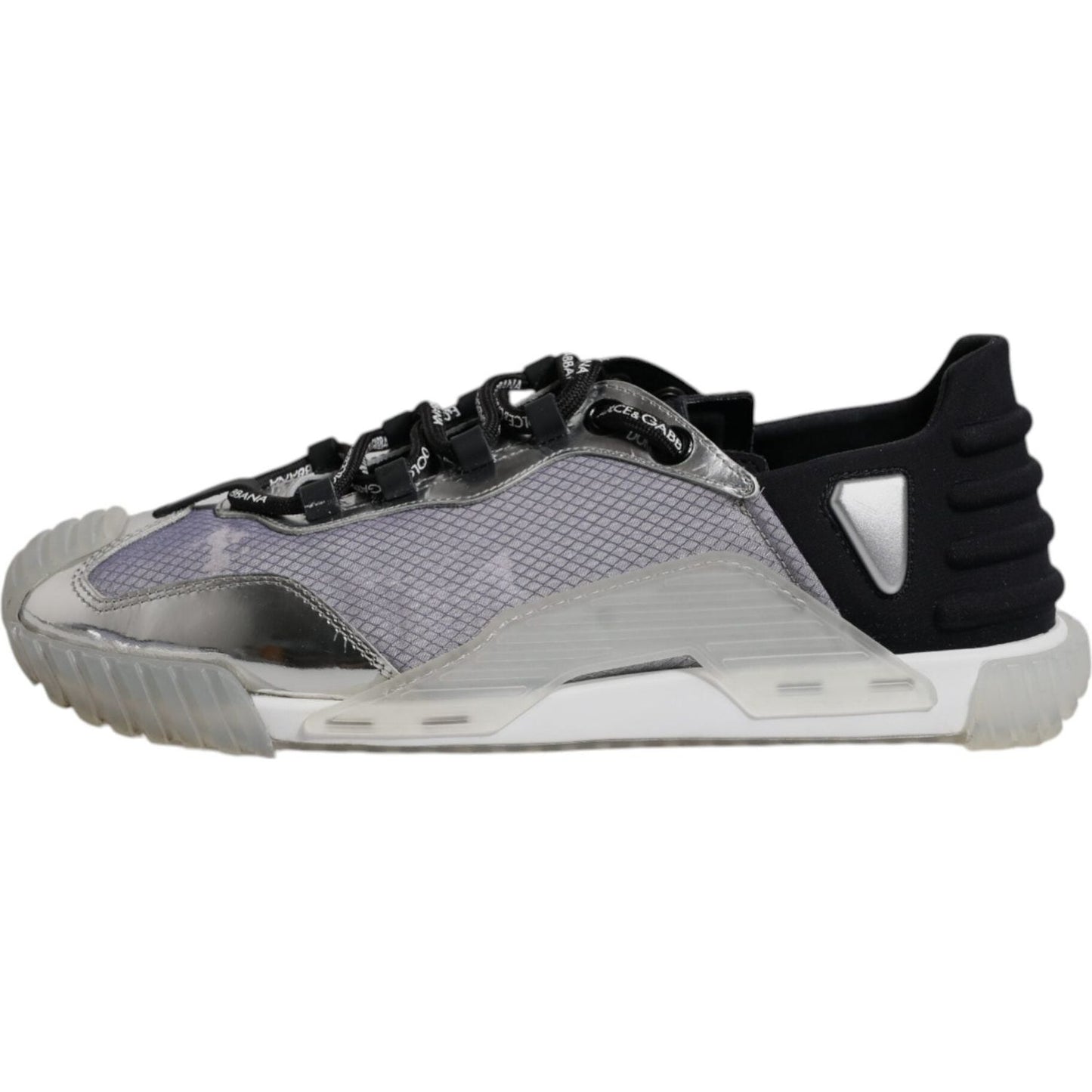 Dolce & Gabbana Silver Black Nylon NS1 Low Top Sneakers Shoes MV6724-41.5