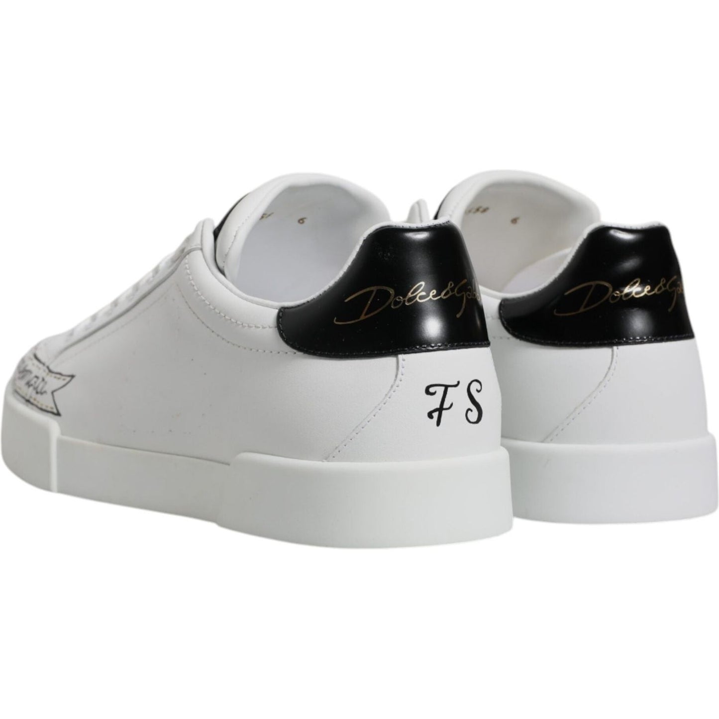 Dolce & Gabbana White Leather Low Top Lace Up Sneakers Shoes MV6738-40