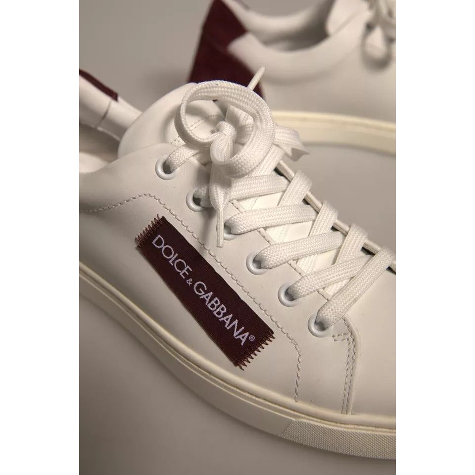 Dolce & Gabbana White Suede Leather Low Top Sneakers Shoes LA12378-37.5