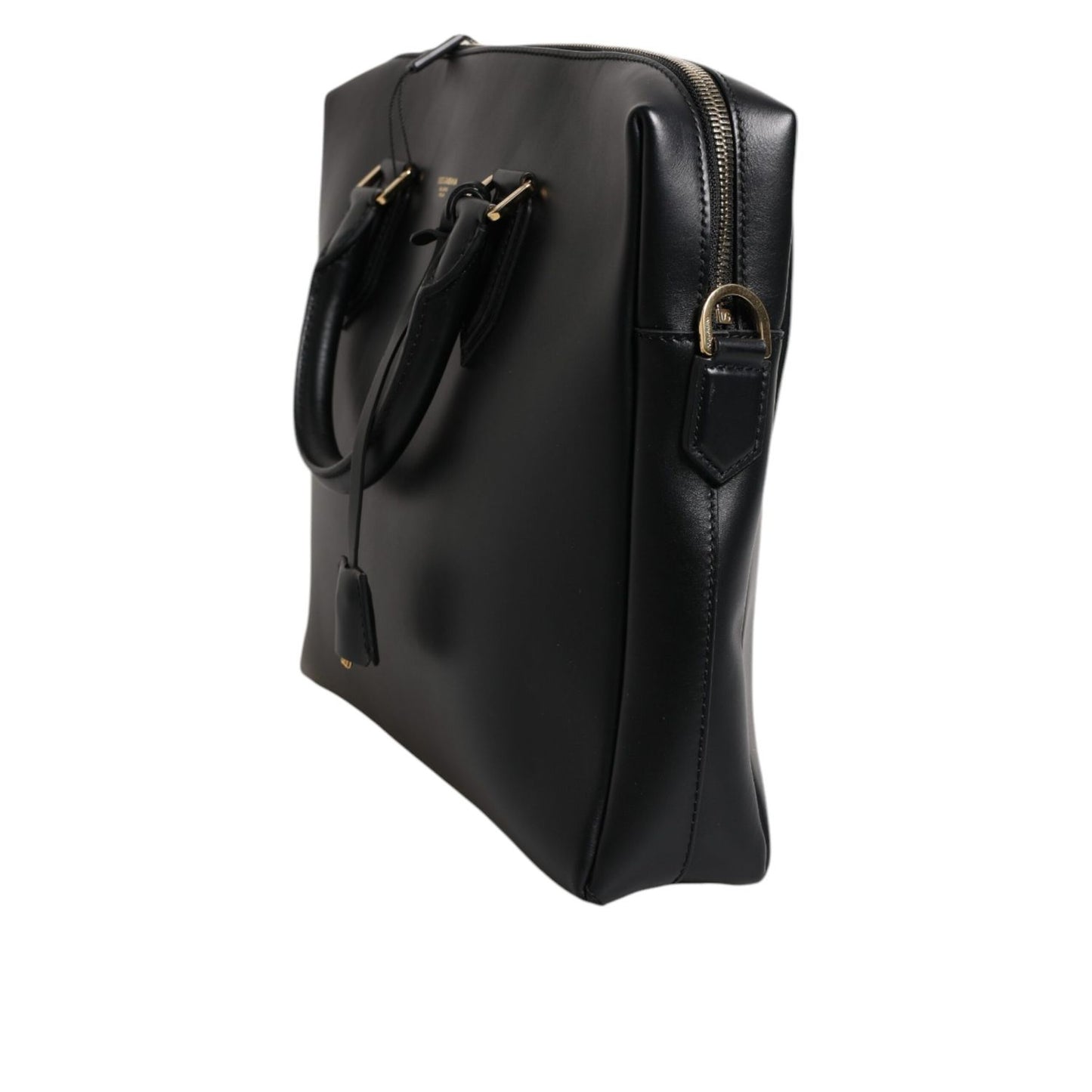Dolce & Gabbana Black Smooth Leather Logo Printed Monreale Briefcase Bag