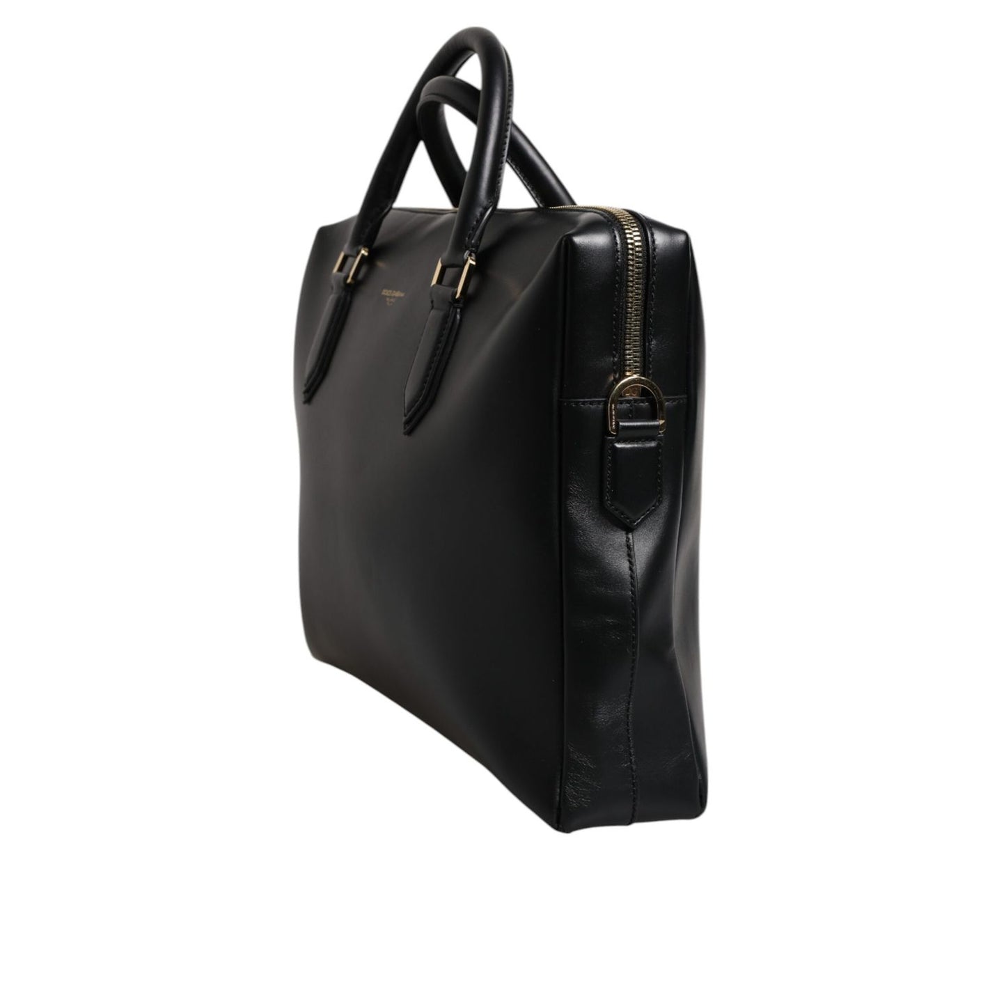 Dolce & Gabbana Black Calfskin Leather Heat Pressed Logo Briefcase Bag