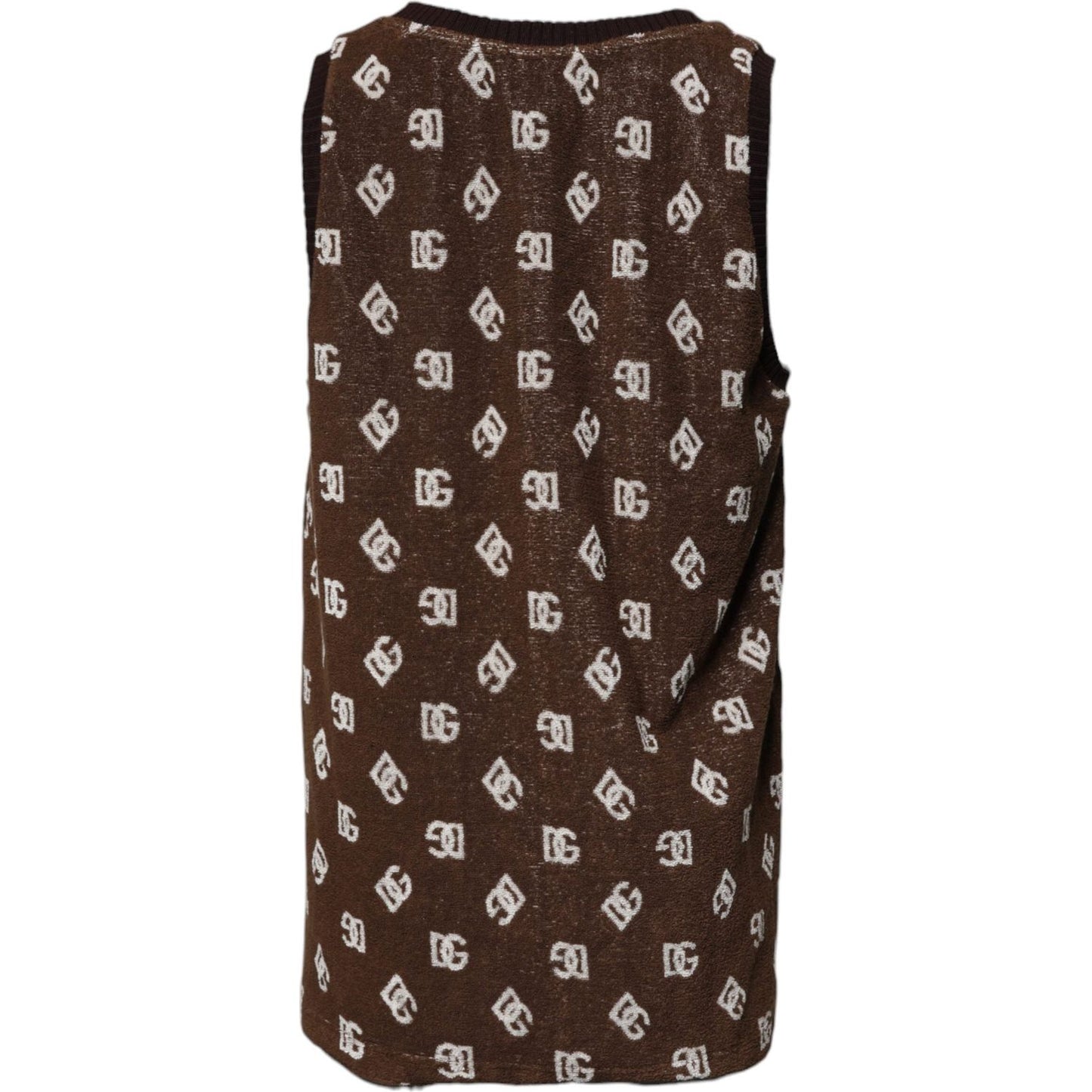Dolce & Gabbana Brown Logo Monogram Cotton Crew Neck T-shirt