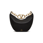 Valentino Garavani Black Leather Mini Hobo Vlogo Shoulder Bag