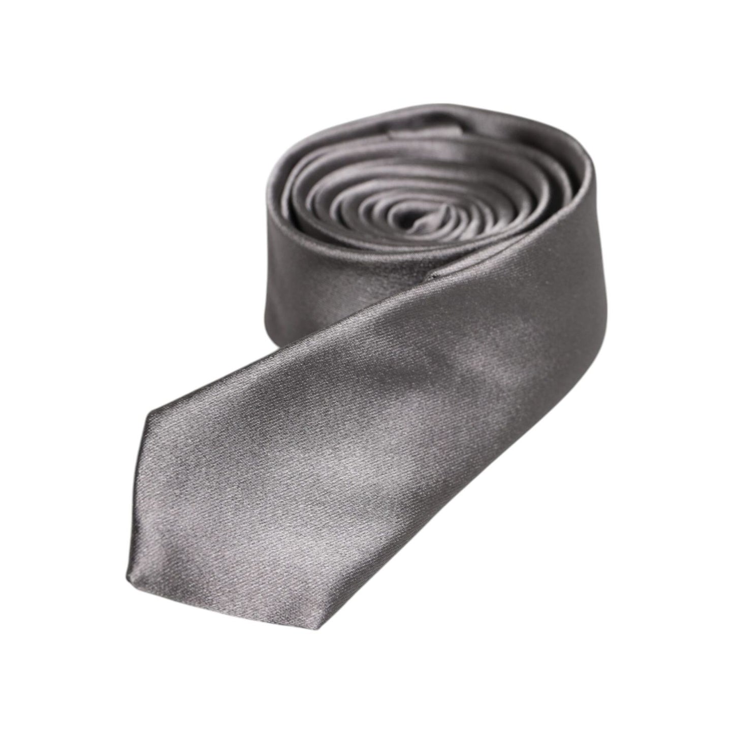 Dolce & Gabbana Metallic Silver Silk Adjustable Necktie Tie KRA3411
