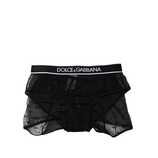 Dolce & Gabbana Black Tulle Nylon Mid Waist Panty Underwear