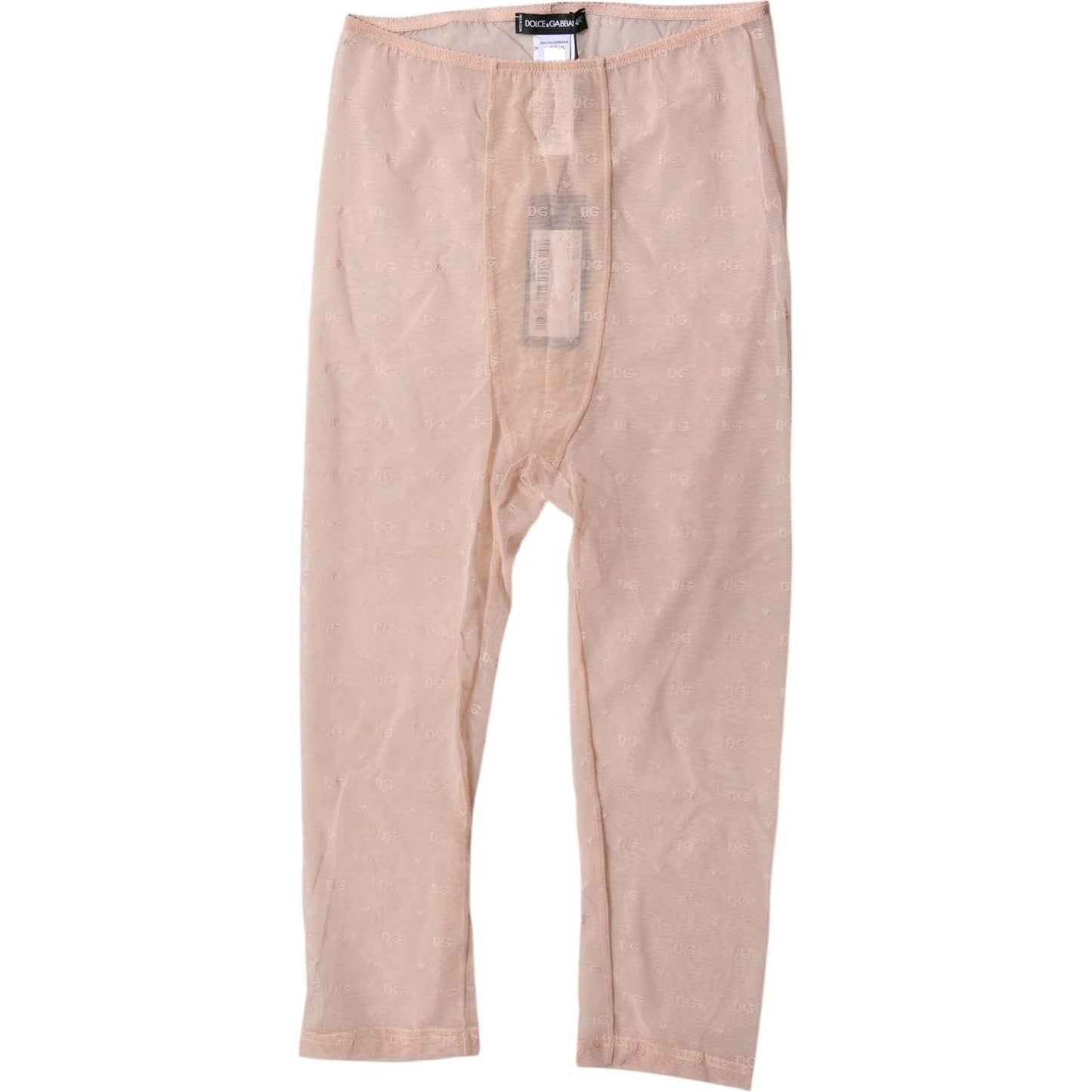 Dolce & Gabbana Beige Logo Lace Lingerie Cropped Tights Underwear
