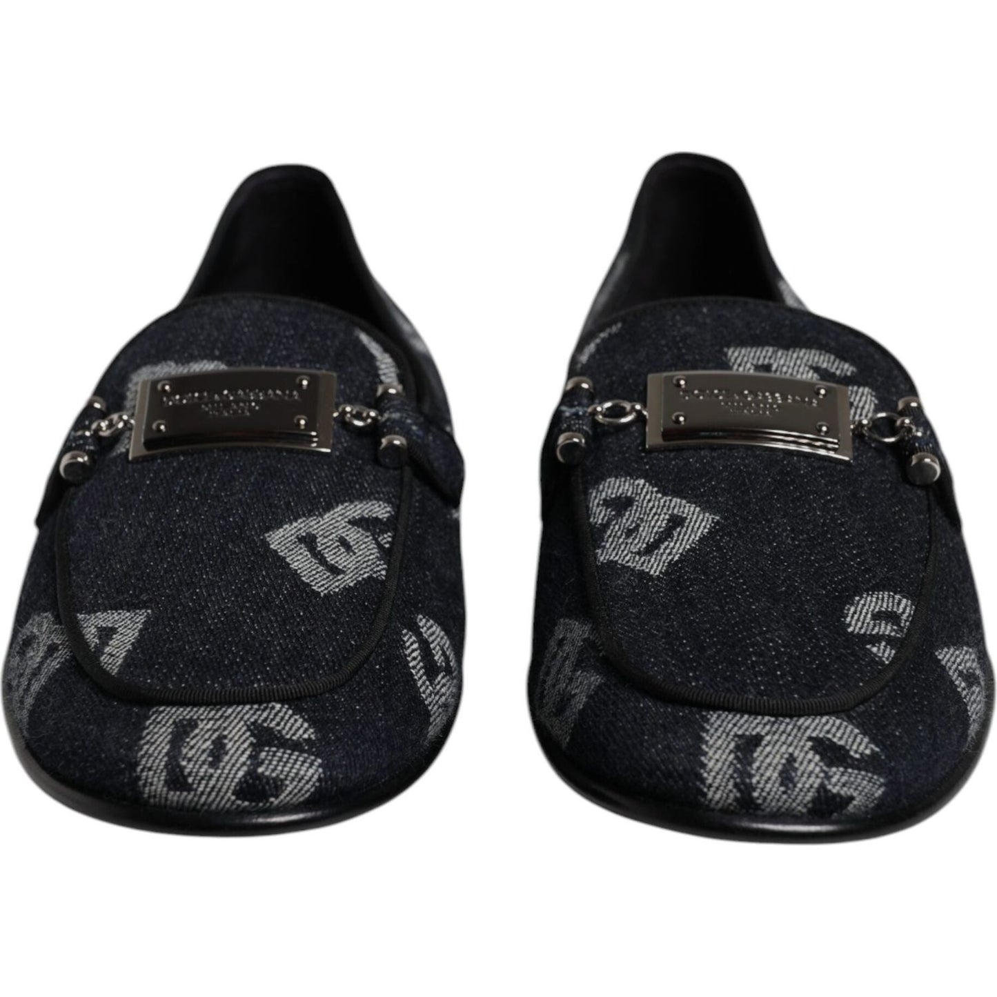 Dolce & Gabbana Black Logo Cotton Loafers Formal Dress Shoes