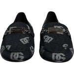 Dolce & Gabbana Black Logo Cotton Loafers Formal Dress Shoes