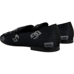 Dolce & Gabbana Black Logo Cotton Loafers Formal Dress Shoes