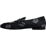 Dolce & Gabbana Black Logo Cotton Loafers Formal Dress Shoes