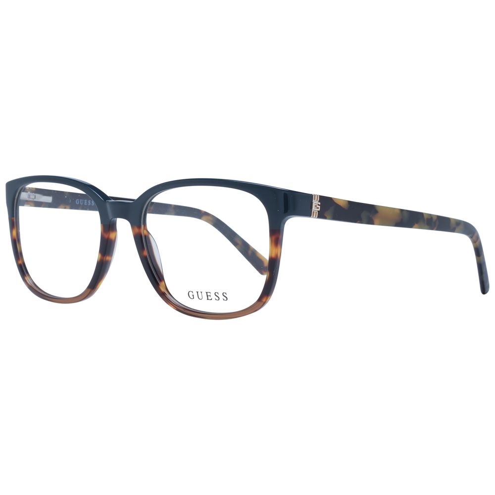 Guess Brown Men Glasses Frame, square shape, full-rim acetate, demo lenses, spring hinge, 53-18-145, stylish eyewear for men.