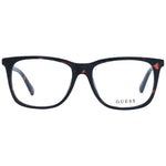 Guess Brown Unisex Glasses Frame with square style, full-rim plastic frame. Includes branded case, spring hinge, and demo lenses.
