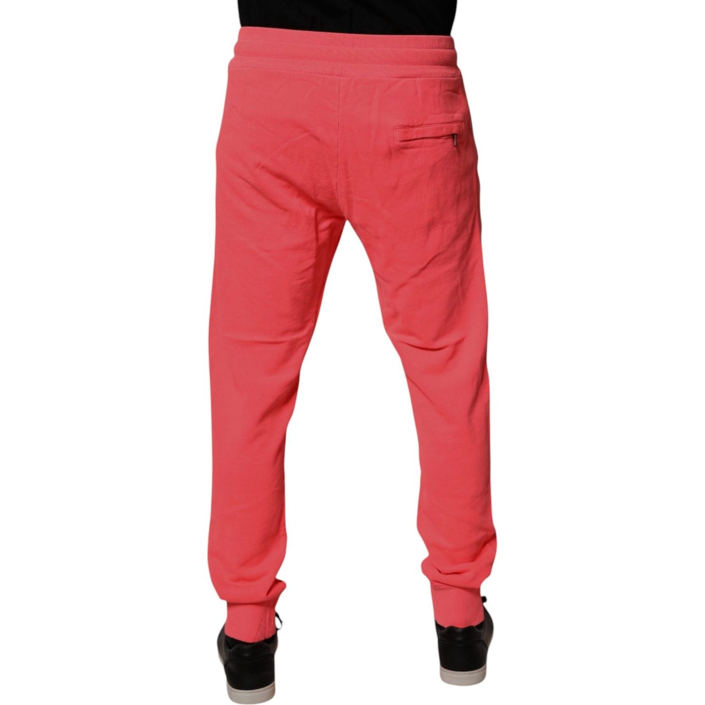 Dolce & Gabbana Neon Red Cotton Jogger Men Sweatpants Pants