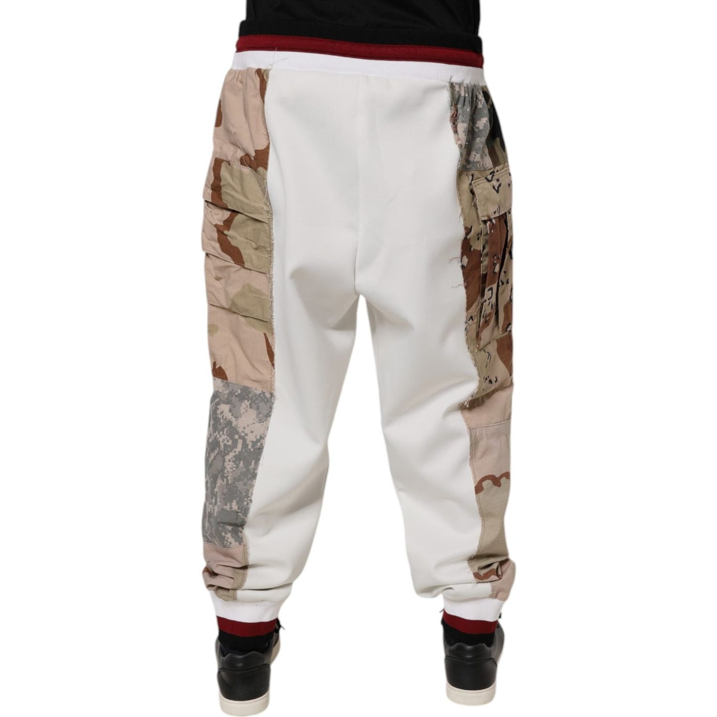 Dolce & Gabbana White Camouflage Patchwork Sweatpants Pants