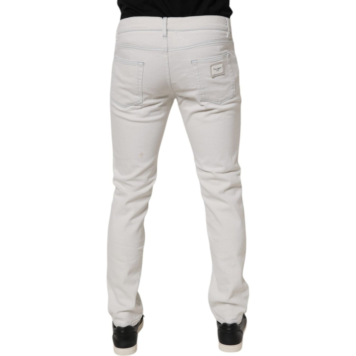 Dolce & Gabbana White Cotton Stretch Skinny Slim Denim Jeans