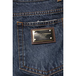 Dolce & Gabbana Beige Blue Floral Cotton Men Denim Jeans