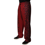 Dolce & Gabbana Red Leopard Print Polyester Men Jogger Pants