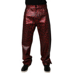 Dolce & Gabbana Red Leopard Cotton Straight Men Denim Jeans