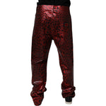 Dolce & Gabbana Red Leopard Cotton Straight Men Denim Jeans