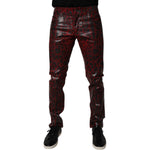 Dolce & Gabbana Red Leopard Cotton Skinny Men Denim Jeans