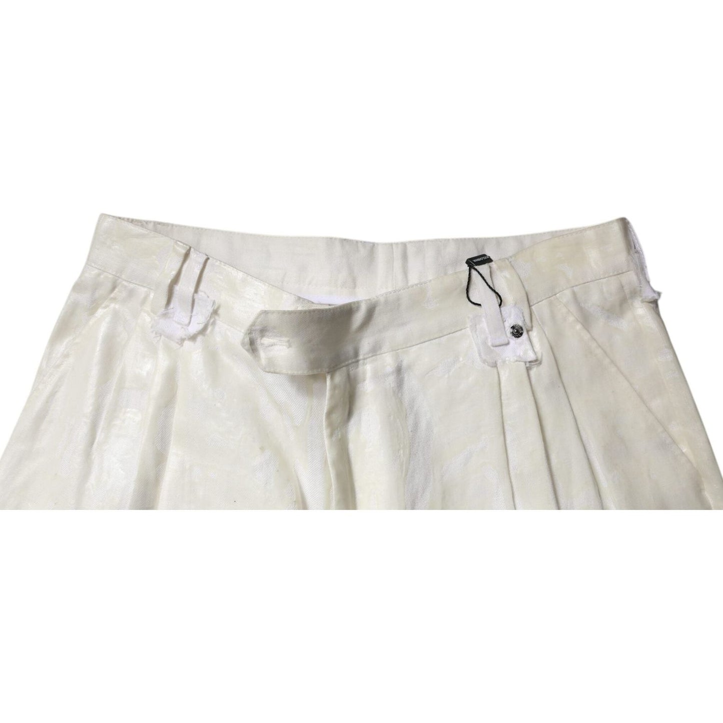 Dolce & Gabbana White Linen Mid Waist Straight Men Denim Jeans