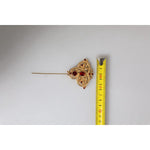 Dolce & Gabbana Gold Tone Red Crystal Embellish 925 Sterling Silver Pin