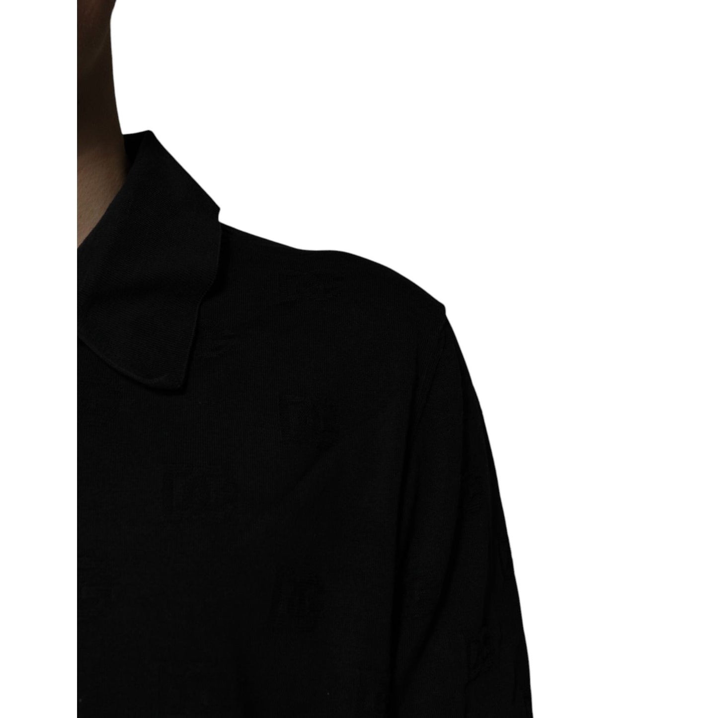 Dolce & Gabbana Black Silk Collared Polo T-shirt TSH86330-58