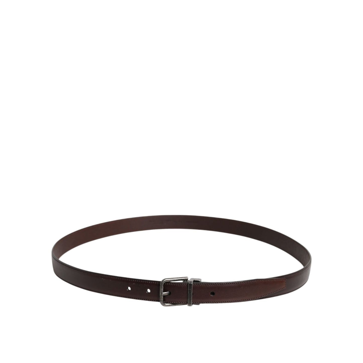 Dolce & Gabbana Brown Leather Silver Metal Buckle Belt BEL9283-110