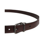 Dolce & Gabbana Brown Leather Silver Metal Buckle Belt BEL9283-110