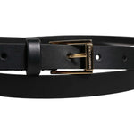 Dolce & Gabbana Black Calfskin Classic Metal Logo Buckle Belt