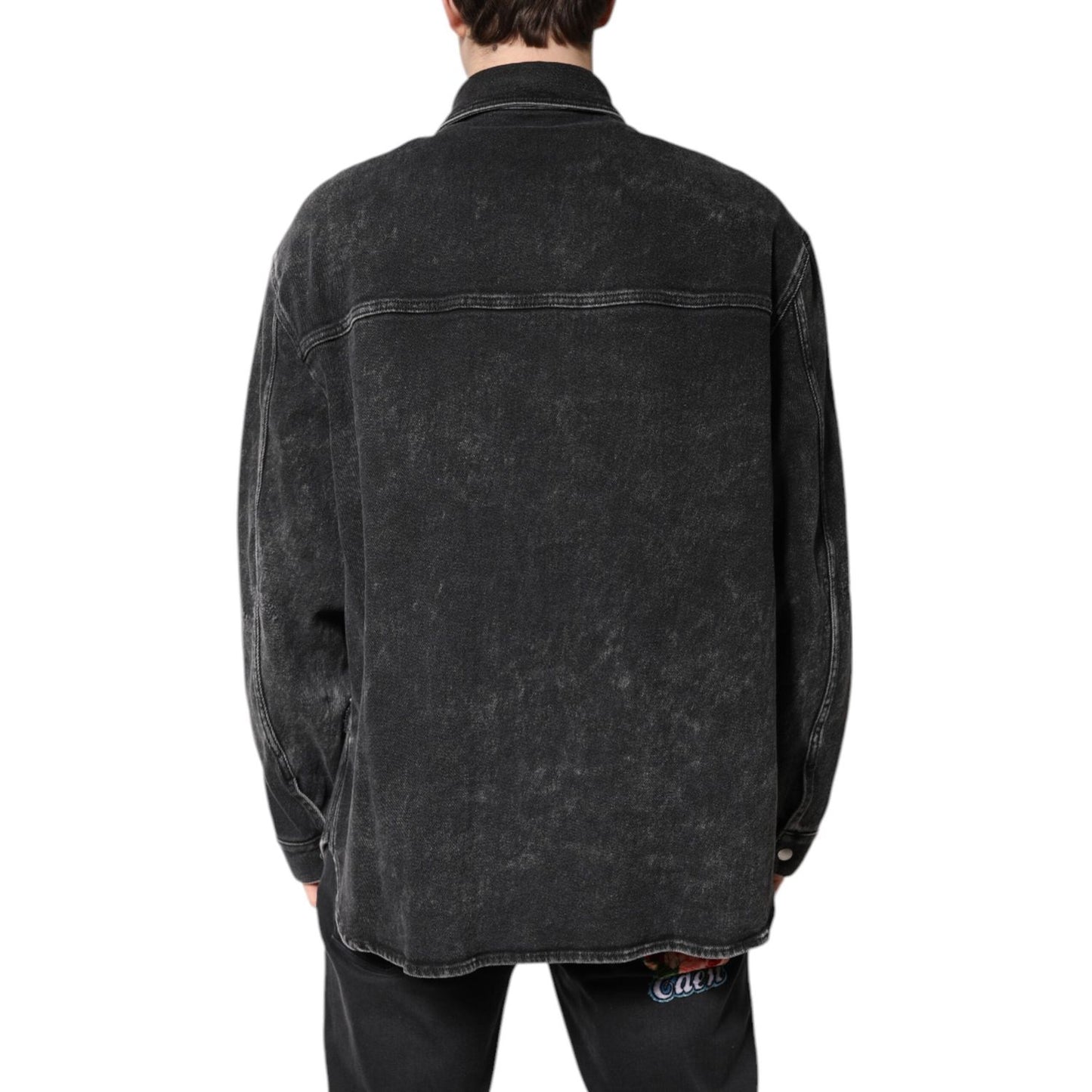 Dolce & Gabbana Black Logo Cotton Stretch Denim Jacket JKT41476-52