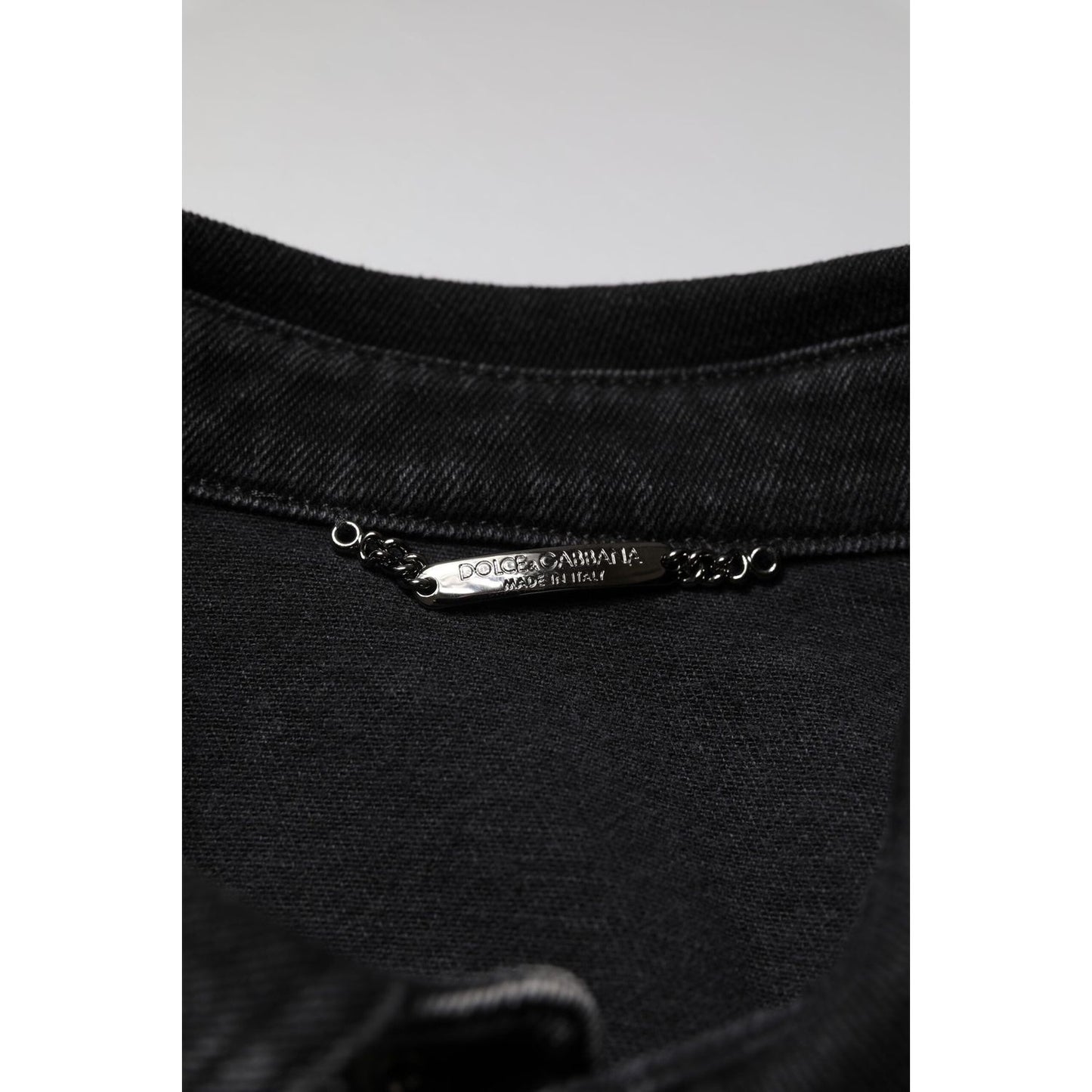 Dolce & Gabbana Black Logo Cotton Stretch Denim Jacket JKT41476-52