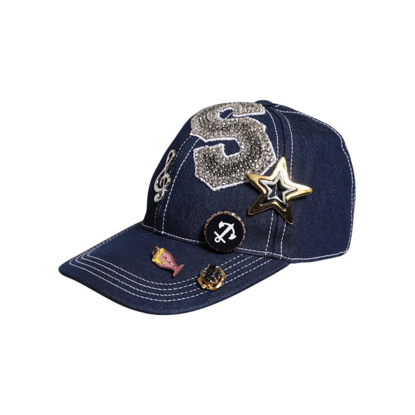 Dolce & Gabbana Blue Crystal Embellishment Baseball Cap HAT9651-57