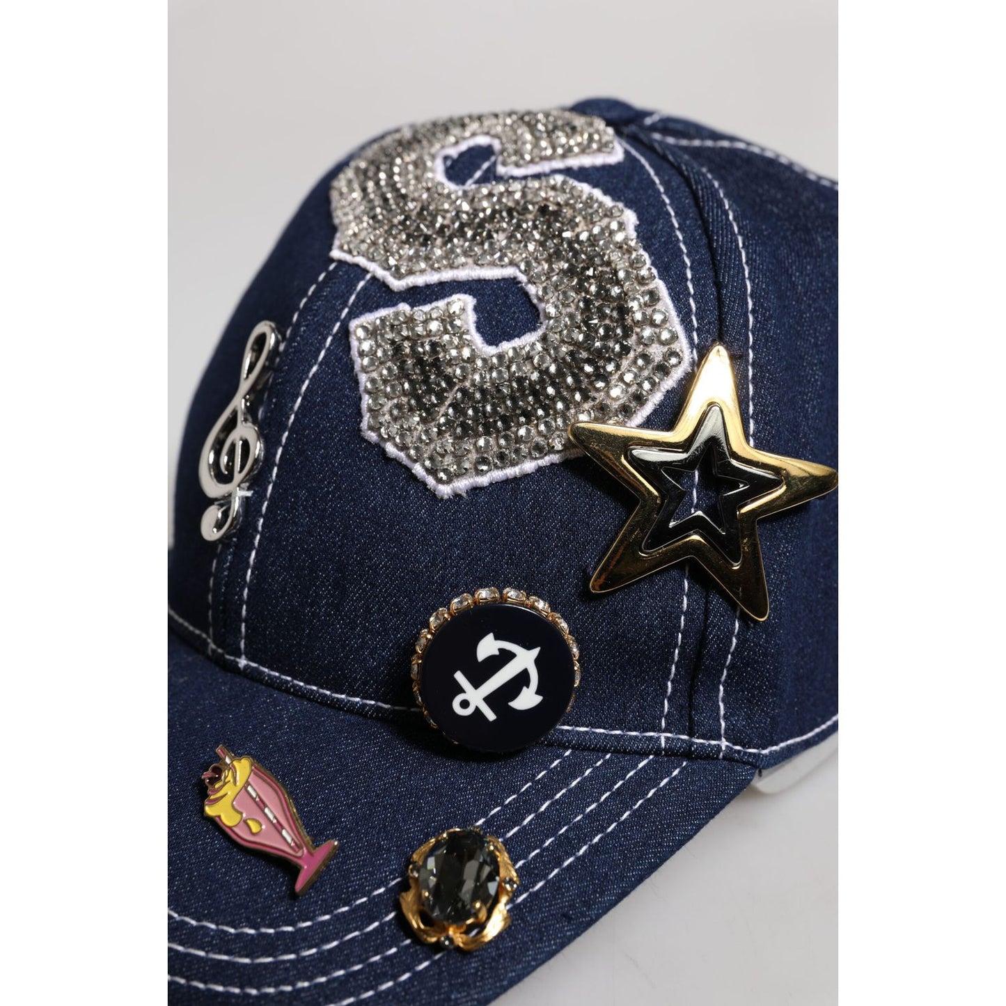 Dolce & Gabbana Blue Crystal Embellishment Baseball Cap HAT9651-57