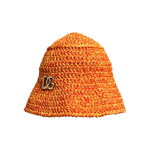 Dolce & Gabbana Orange Cotton Crochet DG Logo Bucket Hat HAT9659