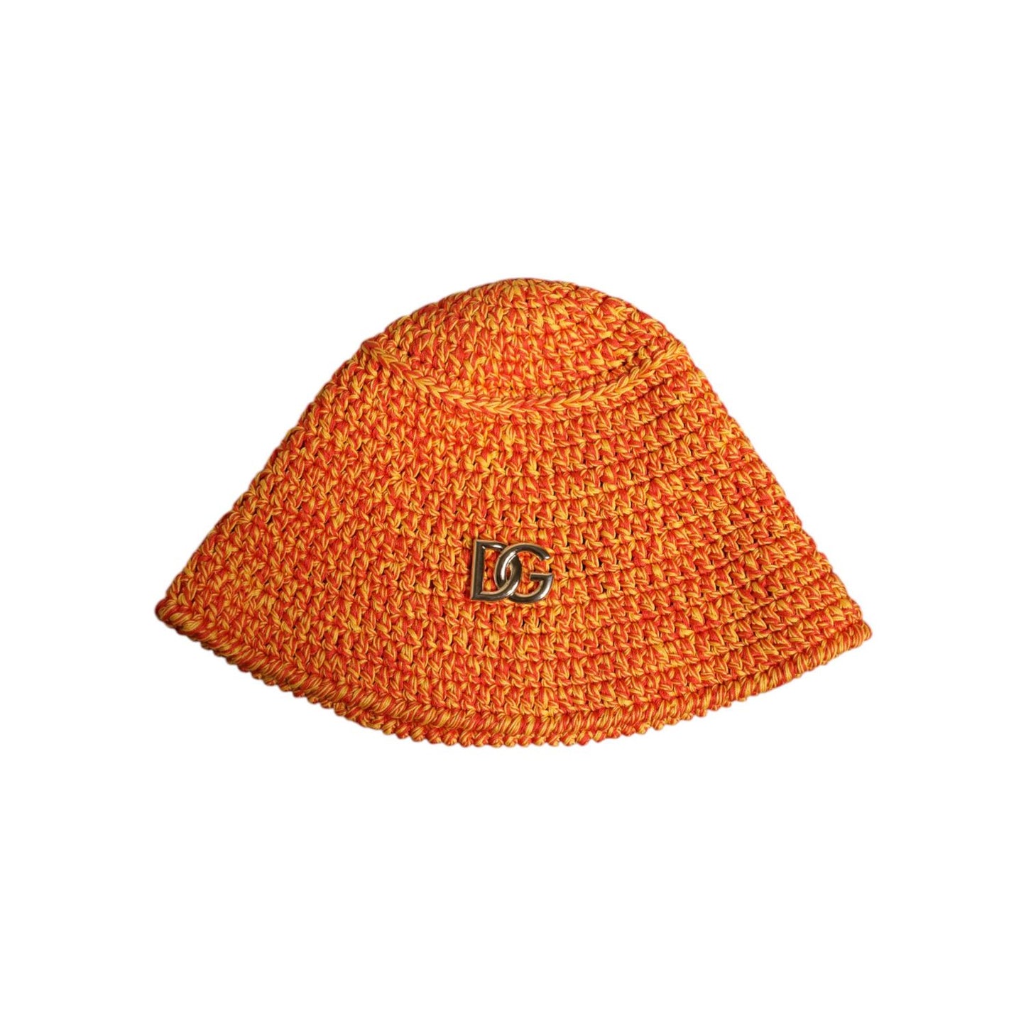Dolce & Gabbana Orange Cotton Crochet DG Logo Bucket Hat HAT9659