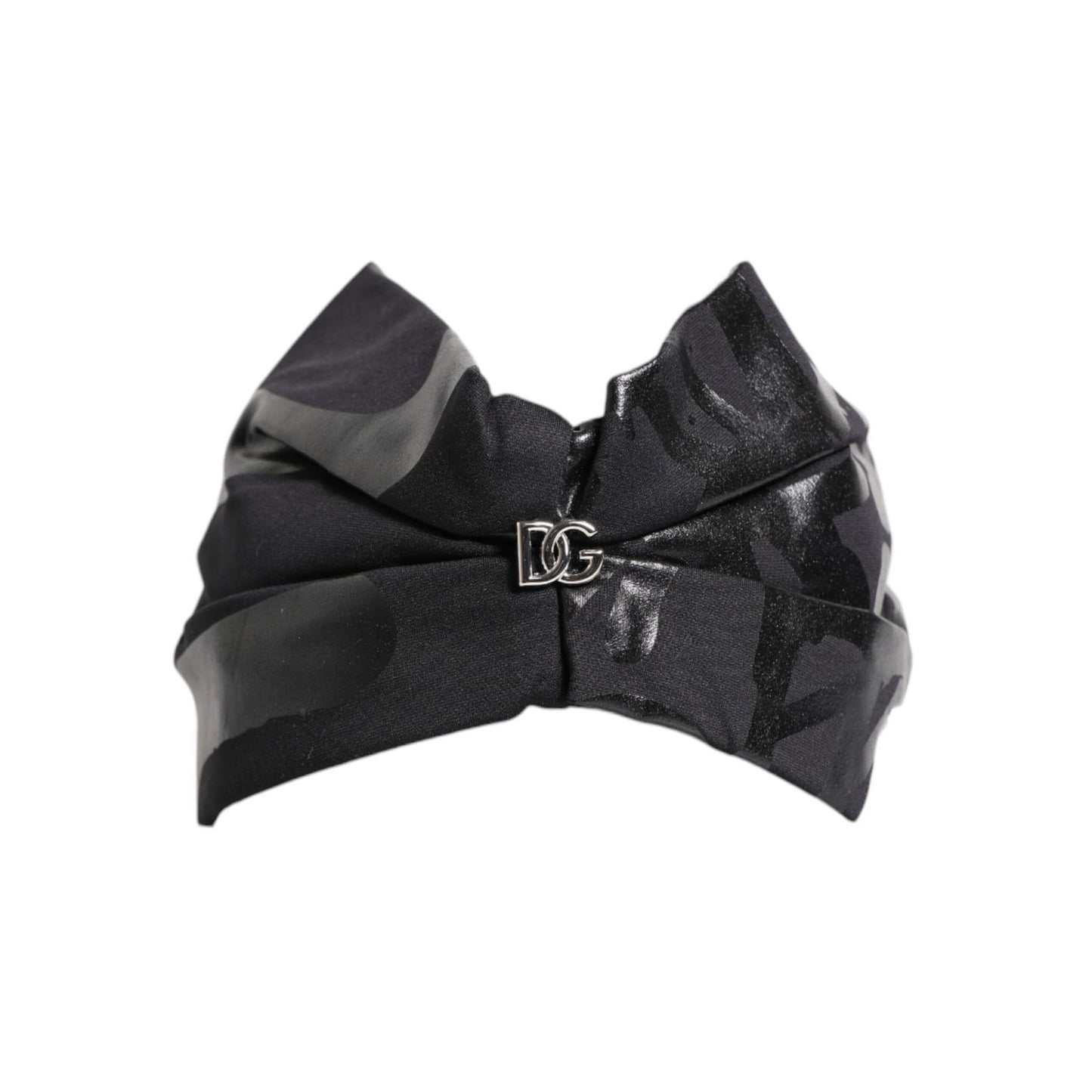 Dolce & Gabbana Black Nylon Stretch DG Logo Head Band Hat Box51