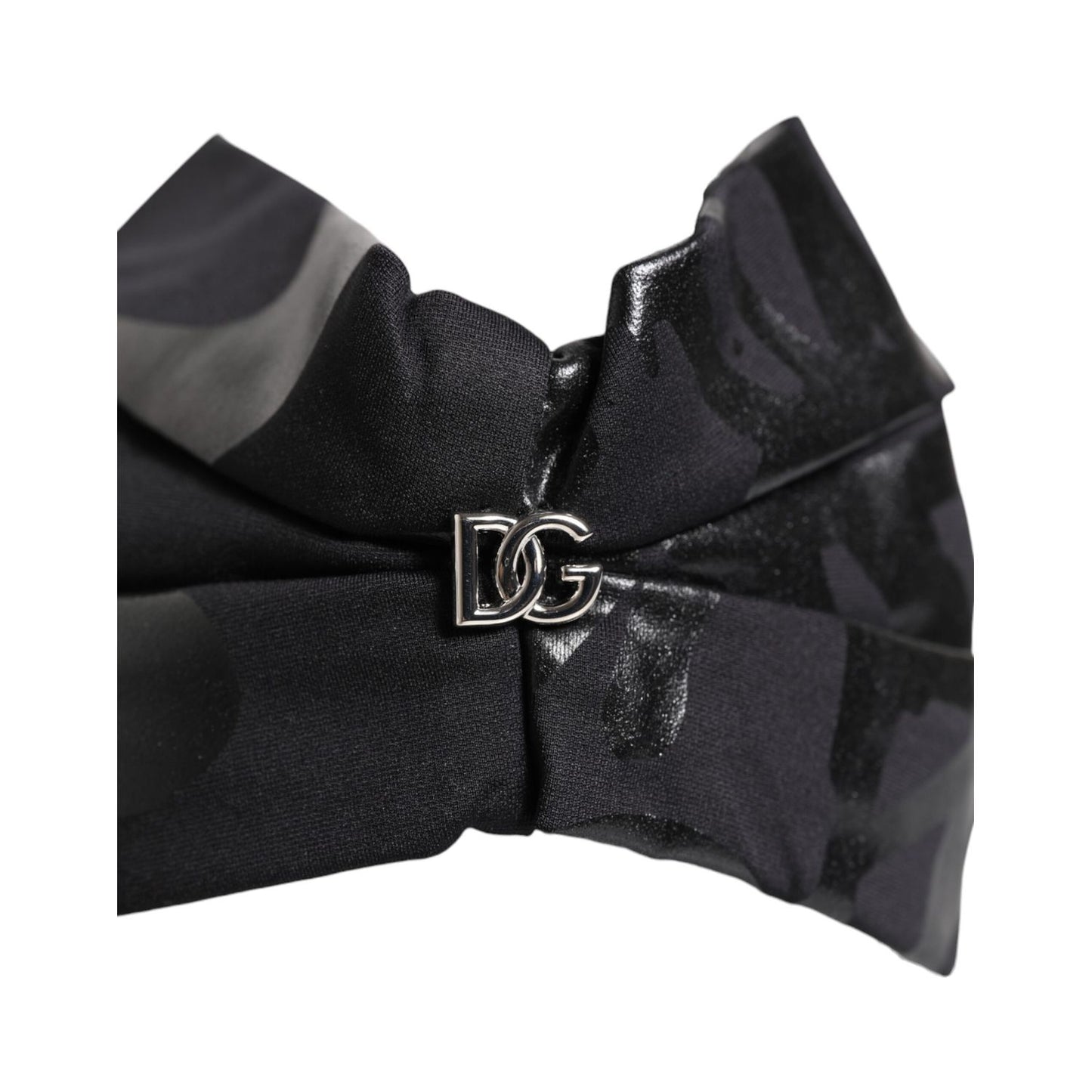 Dolce & Gabbana Black Nylon Stretch DG Logo Head Band Hat Box51