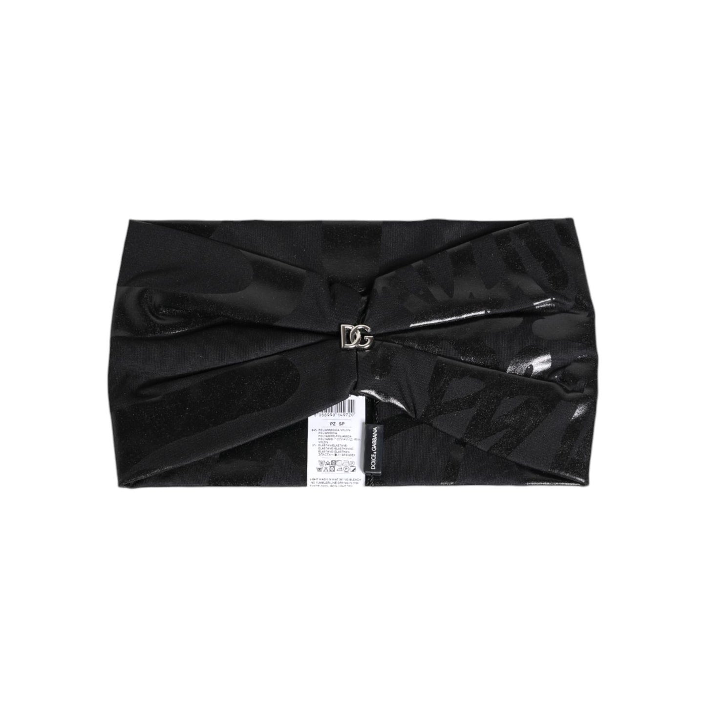 Dolce & Gabbana Black Nylon Stretch DG Logo Head Band Hat Box51