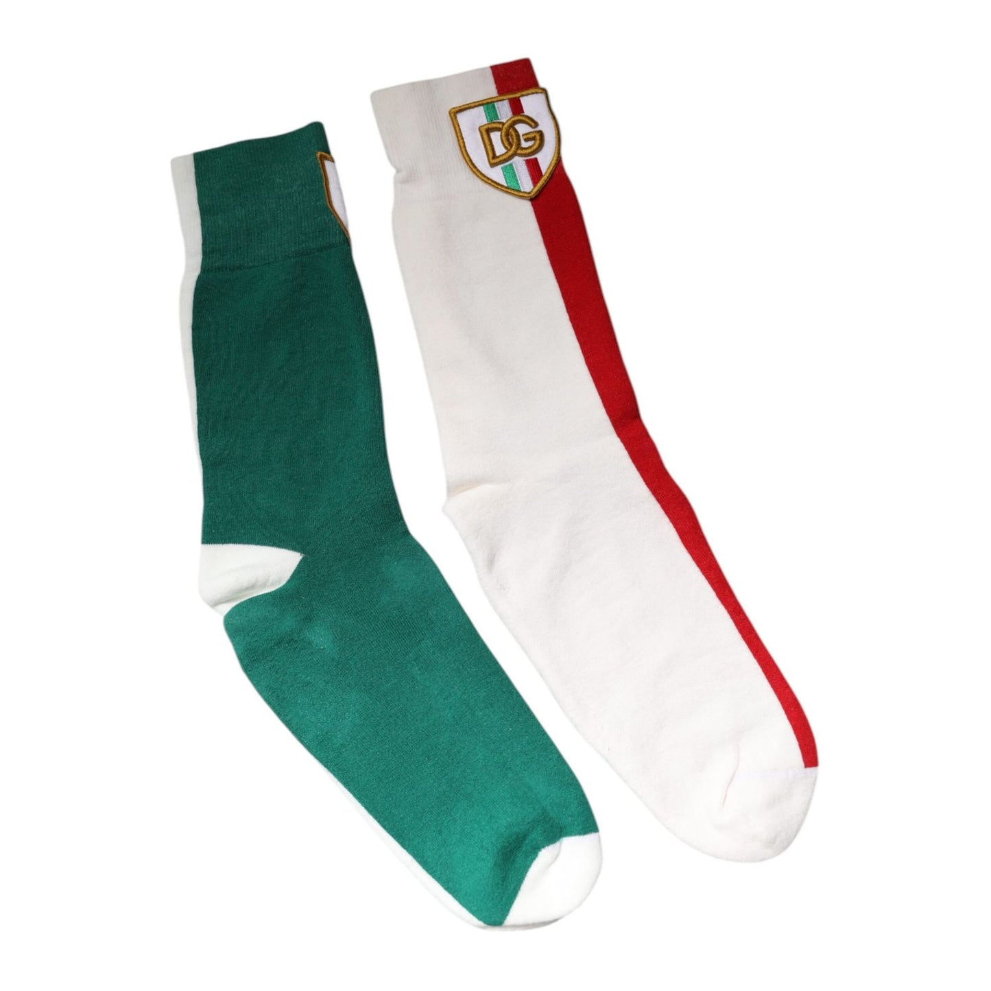 Dolce & Gabbana Multicolor Cotton DG Logo Patch Mid Calf Socks SCS2259-L