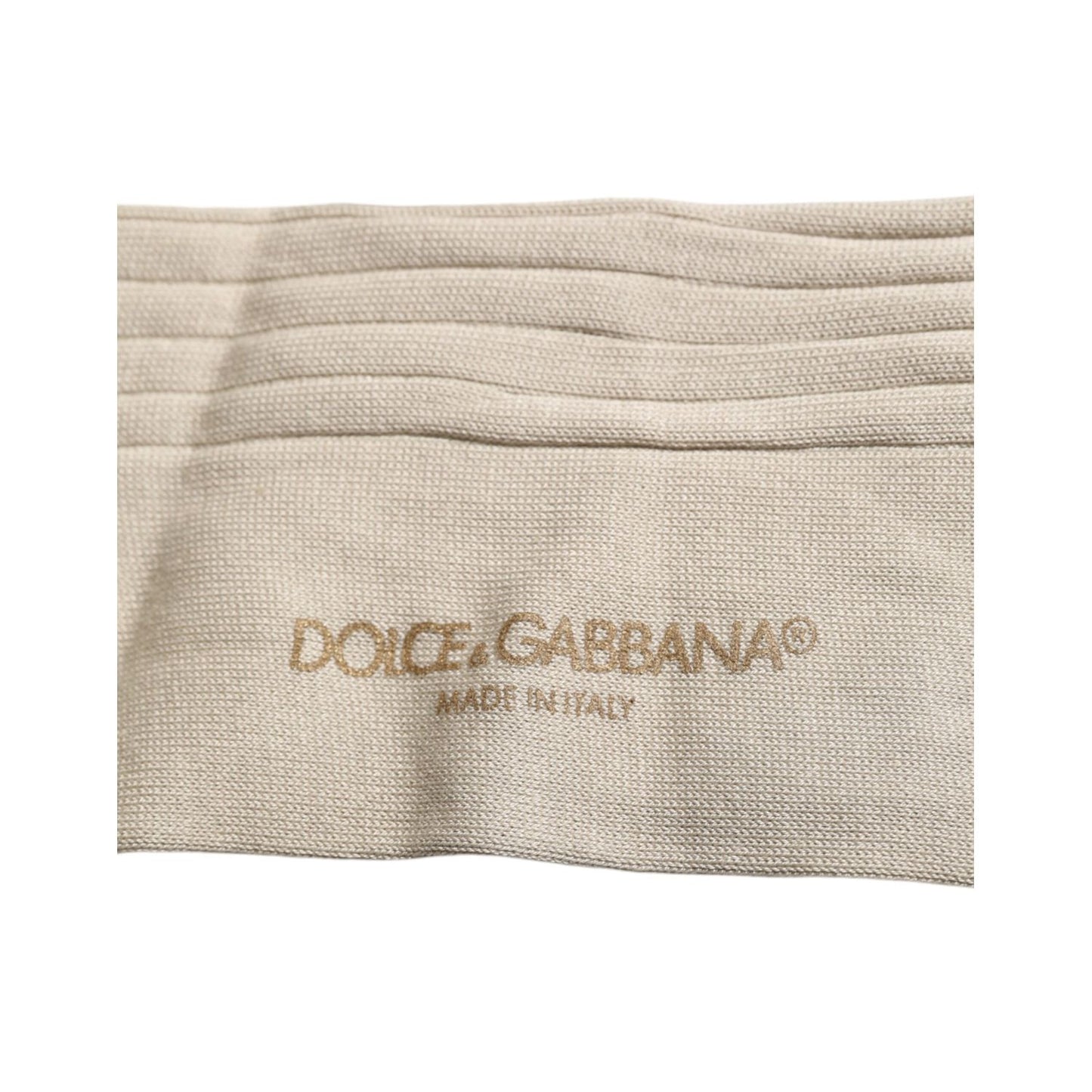 Dolce & Gabbana Beige Cotton Stretch Logo Mid Calf Socks SCS2233-L
