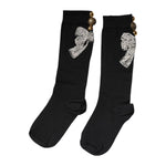 Dolce & Gabbana Black Knit Floral Crystal Embellishment Socks SCS2164-S