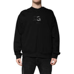 Dolce & Gabbana Black Cotton DG Crew Neck Pullover Sweater TSH90182-52