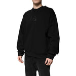 Dolce & Gabbana Black Cotton DG Crew Neck Pullover Sweater TSH90182-52