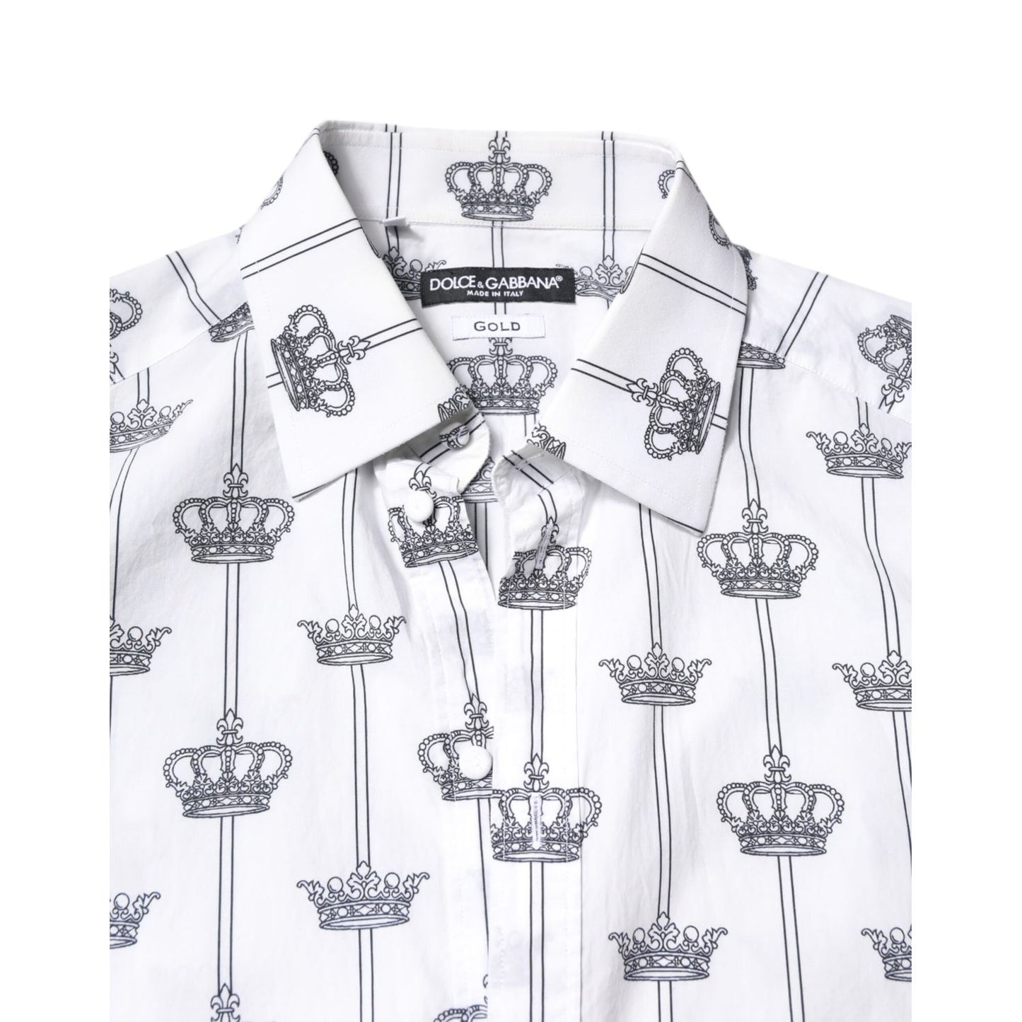 Dolce & Gabbana White Crown Cotton GOLD Formal Dress Shirt