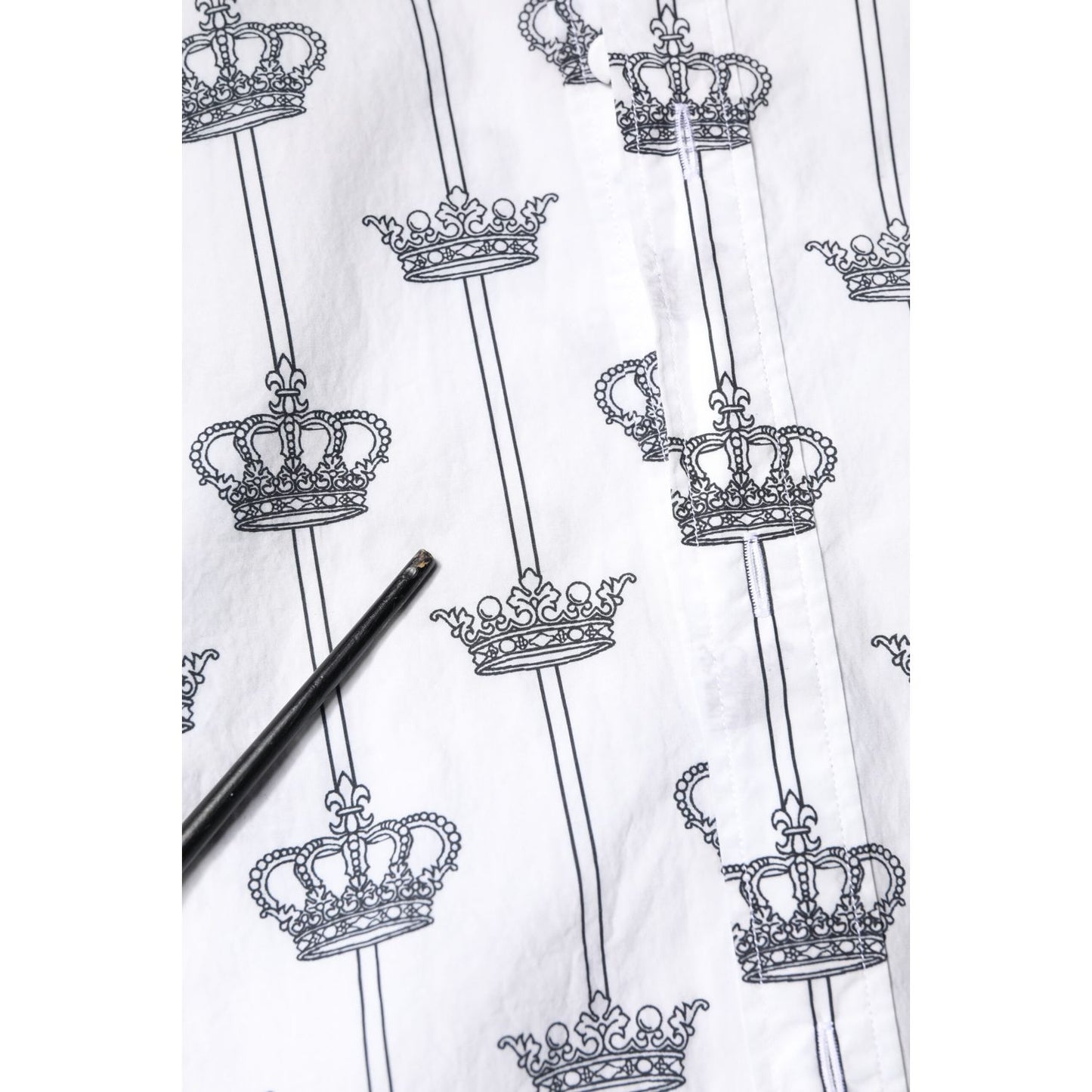Dolce & Gabbana White Crown Cotton GOLD Formal Dress Shirt