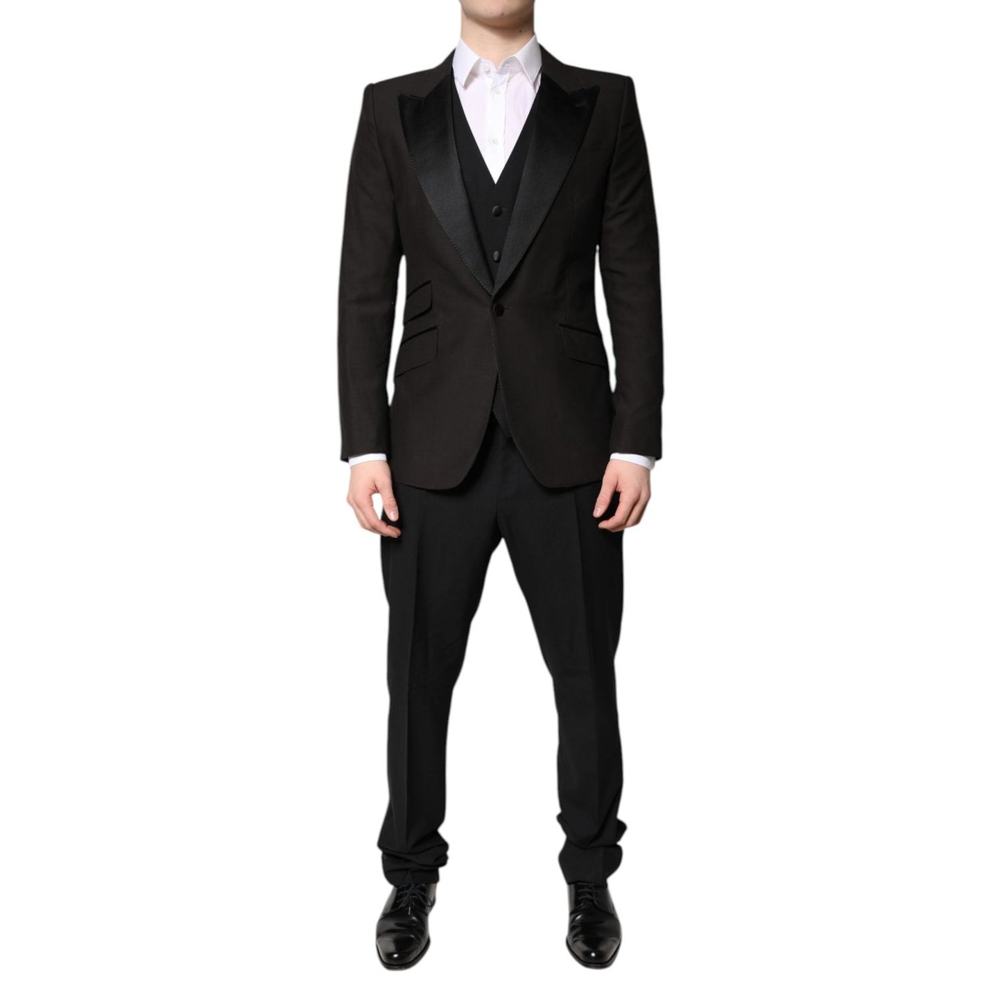 Dolce & Gabbana Black Single Breasted Formal 3 Piece Suit KOS2297-52