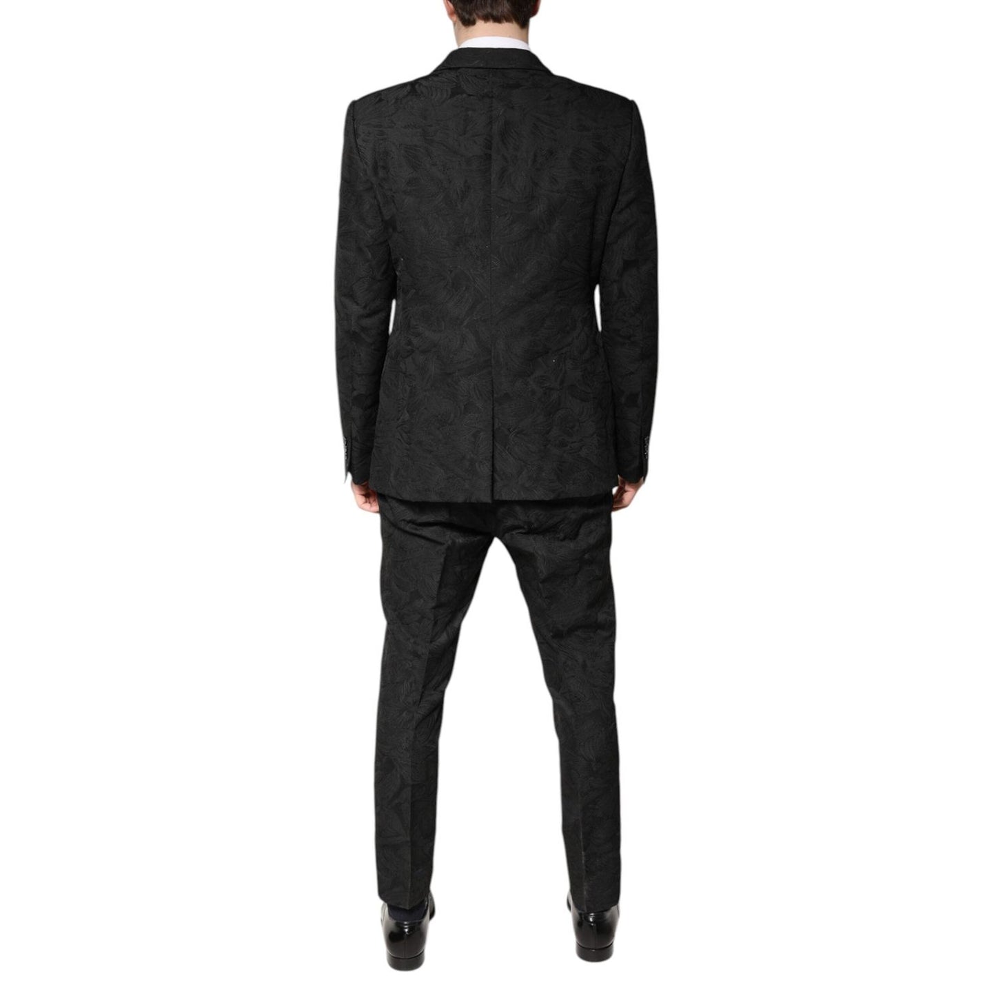 Dolce & Gabbana Black Polyester Floral Jacquard 2 Piece Suit KOS2304-52