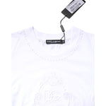 Dolce & Gabbana White Cotton Floral Logo Crew Neck T-shirt