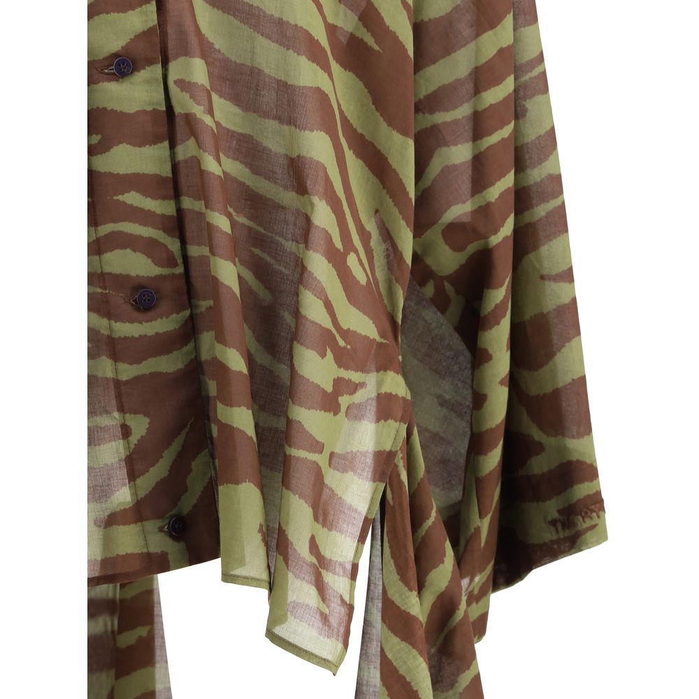 The Attico Asymmetric Dress The Attico Dark Olive Green